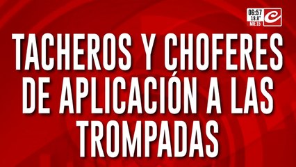 Tacheros y choferes de aplicación protagonizaron una tremenda batalla campal