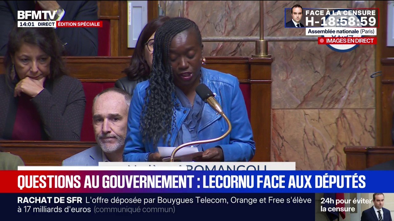Gouvernement Lecornu: "Nous vous ferons partir comme vos prédécesseurs jusqu'à ce qu'Emmanuel Macron parte", fustige Nadège Abomangoli (LFI)