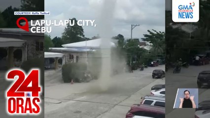 Tila buhawi, nabuo sa kalsada sa lapu-lapu | 24 Oras