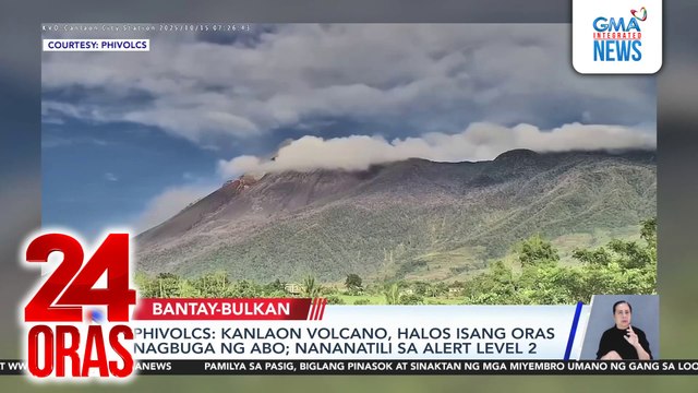 PHIVOLCS - Kanlaon volcano, halos isang oras nagbuga ng abo; nananatili sa alert level 2 | 24 Oras