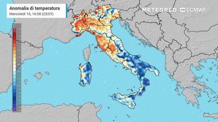 Mappa relativa alle anomalie di temperatura