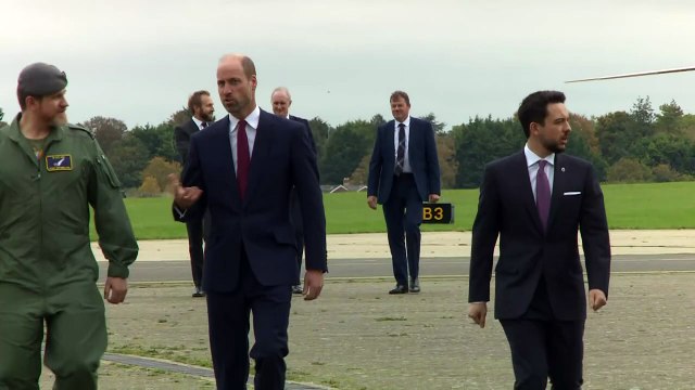 Prince William and Crown Prince Hussein visit RAF base