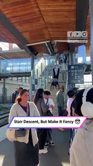 Guy Walks Down Stairs Like THIS?! 🤸 Funniest Train Station Moment!|| Heartsome 💖