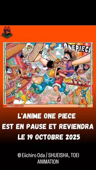 l'anime One piece est en pause jusqu'au 19 octobre 2025 !