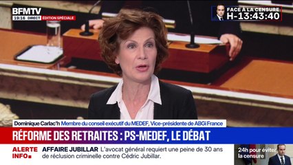 Suspension de la réforme des retraites: "On a encore moins de marge de manœuvre pour faire un budget", estime Dominique Carla'ch, membre du conseil exécutif du Medef