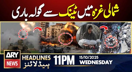 Israel Aggression in northern Gaza || ARY News 11 PM Headlines || 15th Oct 2025