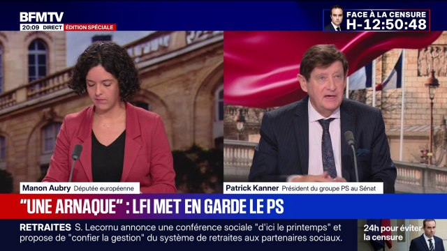 Budget 2026: Je suis étonné de la violence du propos de certains qui ne servent à rien, dit Patrick Kanner, président du groupe PS au Sénat, à la députée européenne LFI Manon Aubry