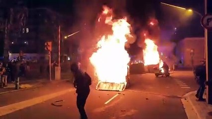 Vaga per Palestina: barricades a la Gran Via de Carles III