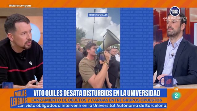 Pablo Iglesias jalea desde TVE la agresión a Vito Quiles: No seamos gilipollas, no demos un milímetro a estos escuadristas