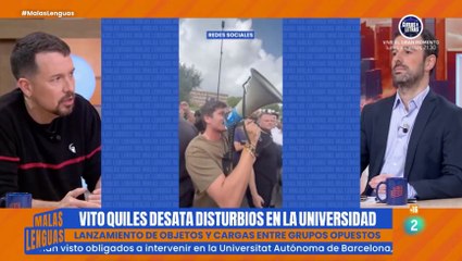Pablo Iglesias jalea desde TVE la agresión a Vito Quiles: "No seamos gilipollas, no demos un milímetro a estos escuadristas"