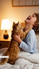 Pure happiness! 😍 The sweetest bond between a kid and his kitten will melt your heart 💕🐾