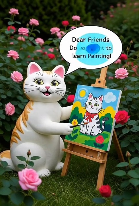 Learn painting from cat
