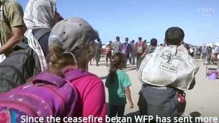 Camiones de ayuda ingresan a Gaza