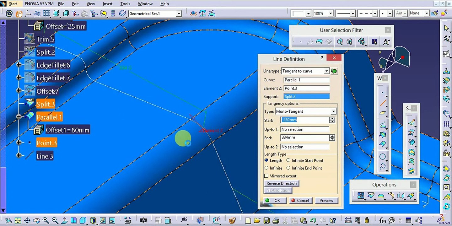 Adding Stiffeners and strengthening features in Catia V5 _Surface design