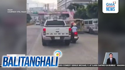 Driver ng pickup na nakasagi sa isang motorsiklo, tumakas matapos habulin at subukang kausapin ng nasaging rider | Balitanghali