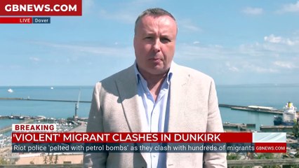 'Petrol bombs were thrown at those French police officers in riot gear.'