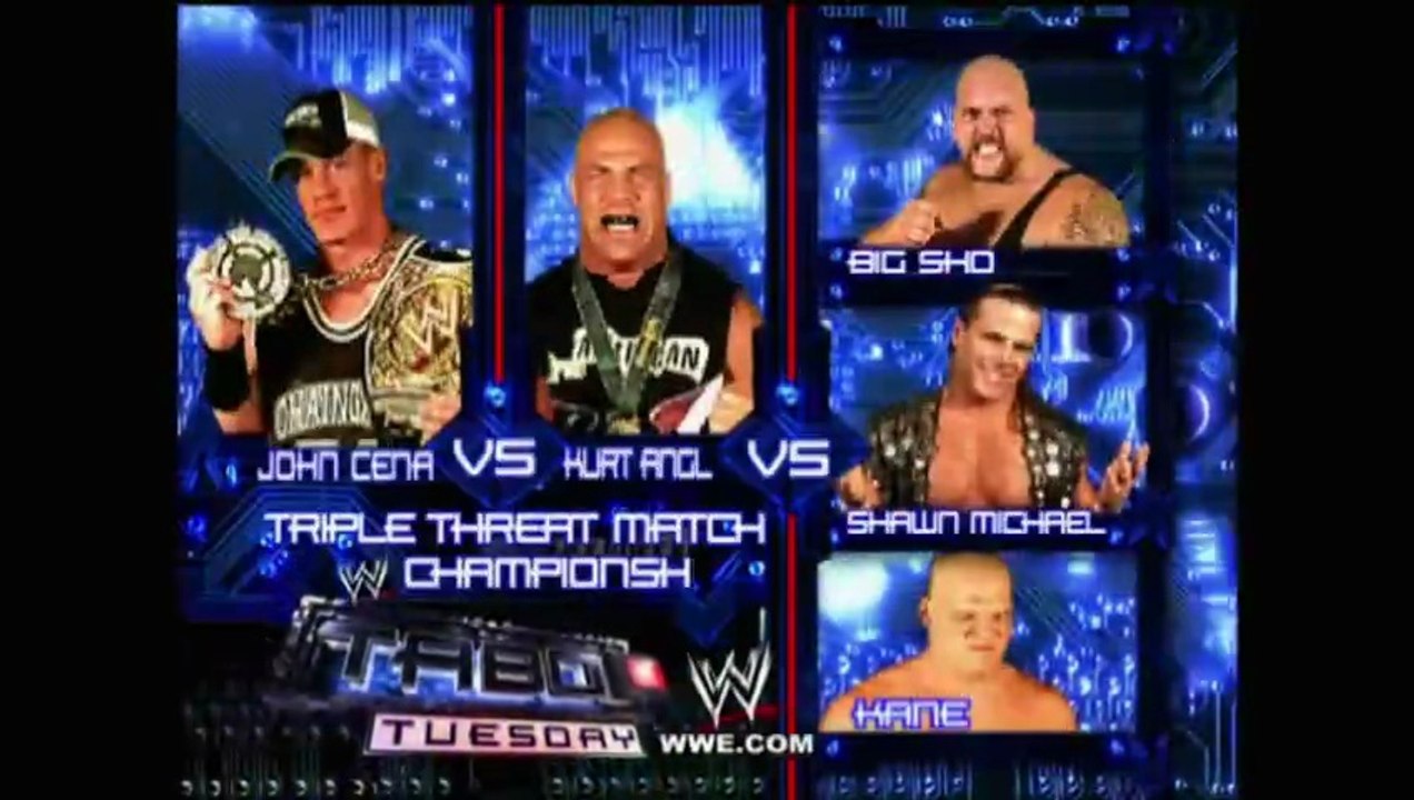 Shawn Michaels vs Kurt Angle vs John Cena WWE Heavyweight Title Triple Threat Match in Taboo Tuesday 2004
