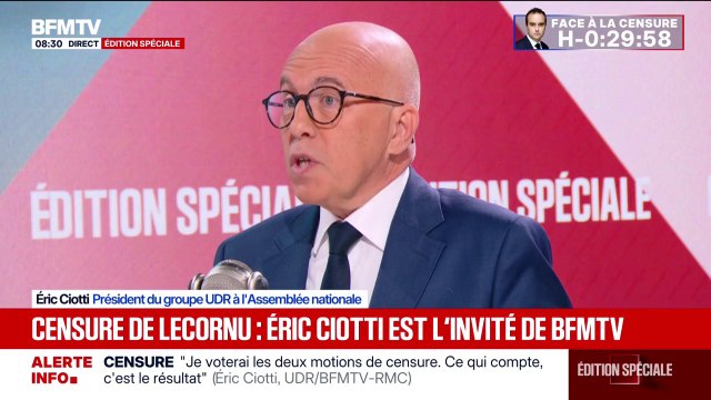Éric Ciotti (UDR): “Oui, je voterai les deux motions de censure”
