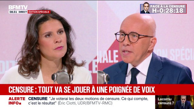 “Je leur dis de ne pas être guidés par la peur”: Éric Ciotti (UDR) appelle les députés des Républicains à voter la censure