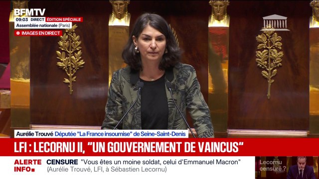 Vous trahissez l'esprit de la République , dit Aurélie Trouvé (LFI) à Sébastien Lecornu