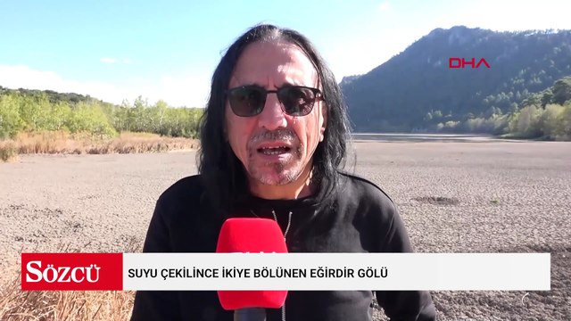Suyu çekilince ikiye bölünen Eğirdir Gölü, hayvanların otlağı oldu
