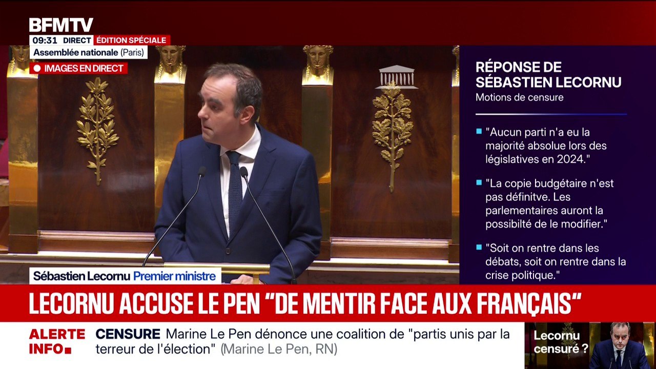 Sébastien Lecornu: “Ces motions de censure sont assez inédites dans l'histoire de la Ve République. Ce serait la première fois que l'Assemblée nationale déciderait de se censurer elle-même"