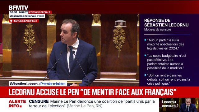 Sébastien Lecornu: “Ces motions de censure sont assez inédites dans l'histoire de la Ve République. Ce serait la première fois que l'Assemblée nationale déciderait de se censurer elle-même