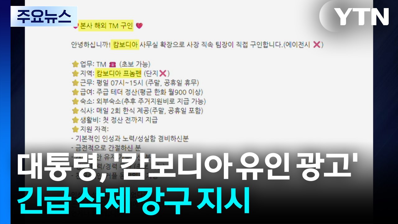 이 대통령, '캄보디아 유인 광고' 삭제 방안 신속 강구 지시 / YTN