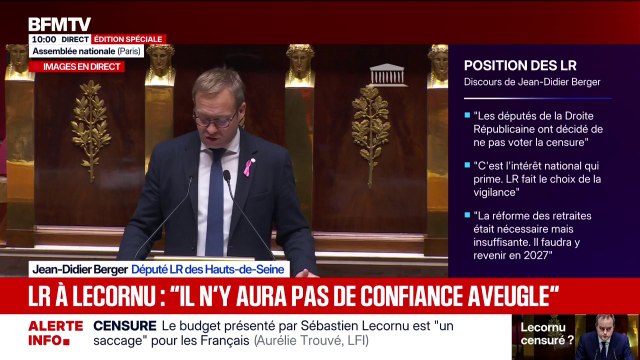 Jean-Didier Berger (LR) accuse les députés RN d'avoir donné les clés de la négociation au Parti socialiste”