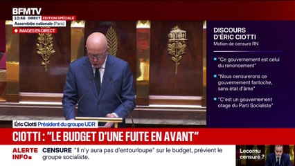 "Ce budget, c'est celui de la fuite en avant", estime Éric Ciotti (UDR)