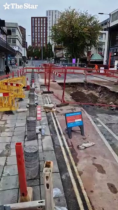How the bottom of The Moor looks as repairs start after burst water main chaos