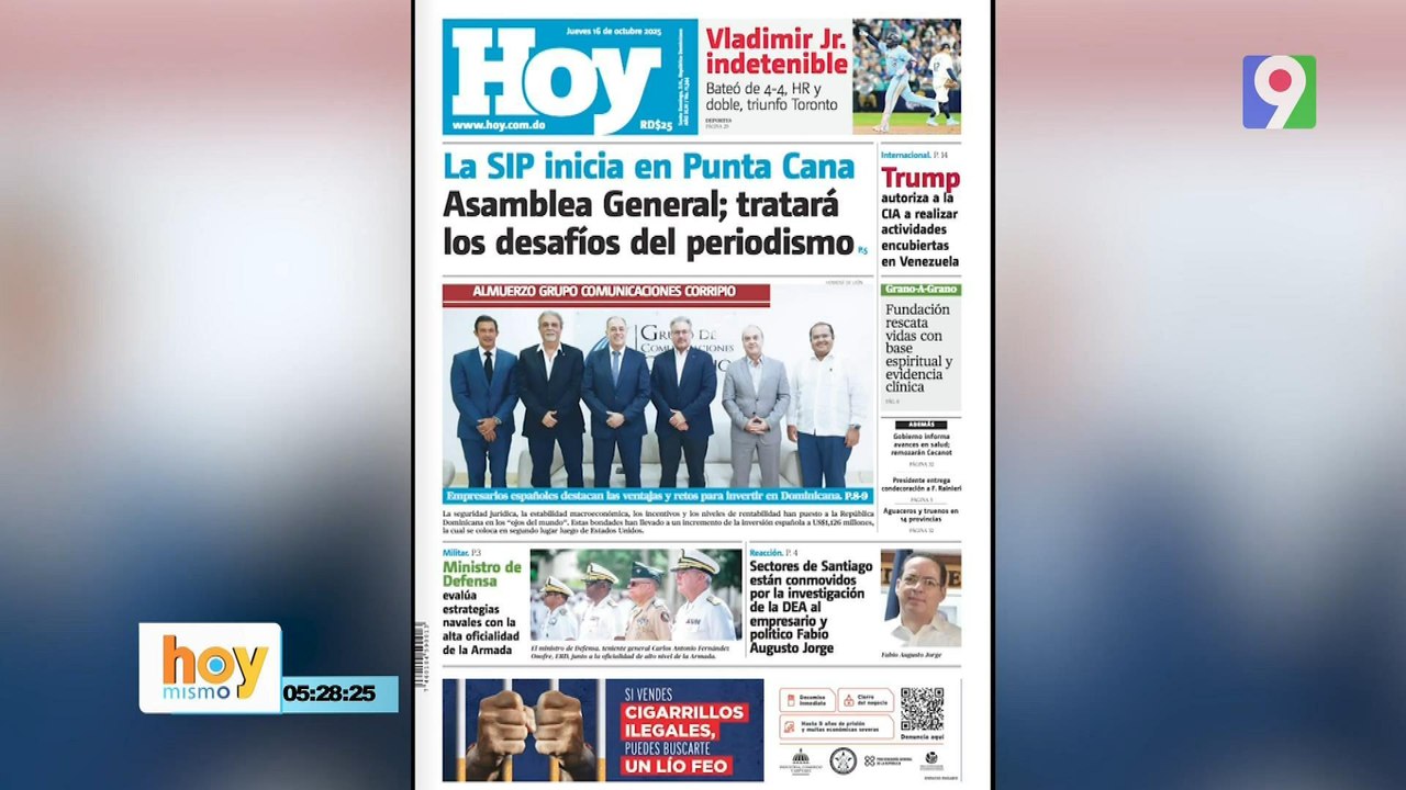 Titulares prensa dominicana jueves 16 de octubre 2025 | Hoy Mismo