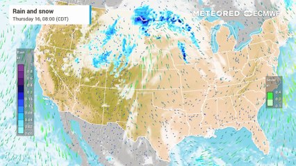 Cold Front to Thunderstorms and Precipitation From Rockies to Midwest