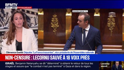 Non-censure: "Je suis très en colère contre toutes celles et ceux qui ont permis que ce budget Lecornu soit examiné", affirme Clémence Guetté, députée "La France insoumise”