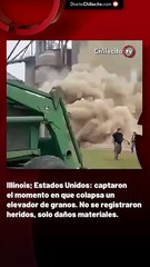 Illinois; Estados Unidos: captaron el momento en que colapsa un elevador de granos. No se registraron heridos, solo daños materiales.