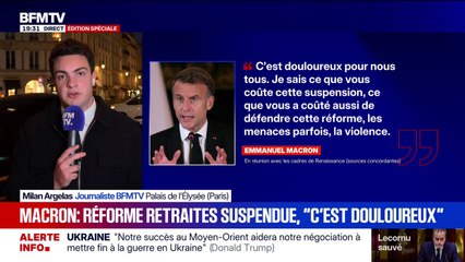"Douloureux'", un "compromis pour permettre la stabilité": ce qu'a déclaré Emmanuel Macron à des députés Renaissance au sujet de la suspension de la réforme des retraites