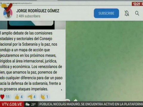 Secretario Rodríguez: Hemos propuesto la redacción de un acuerdo nacional por la soberanía y la paz