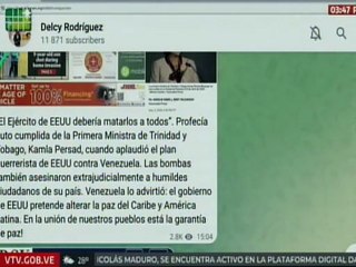 Vicepresidenta Rodríguez: El gobierno de EE. UU. pretende alterar la paz del Caribe y América Latina