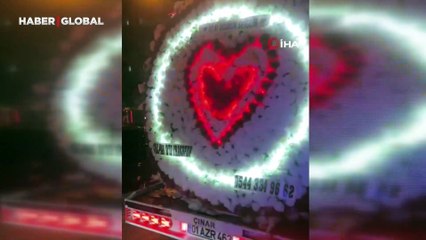 Çekiciyle "İyi ki doğdun sevgilim" yazısı başına iş açtı: Aykırı ışık ve yüksek sesten ceza