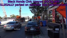 Black Nissan Versa License #CSNR-741, Honda Civic License #DCNJ-989 , BRINKS License #311-8YK and hyundai elantra License #DETW-797 Illegally parked in bike infrastructure on bloor and danforth
