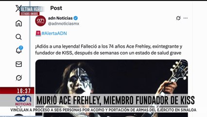 🚨¡Última Hora! Murió a los 74 años Ace Frehley, miembro fundador de la banda KISS