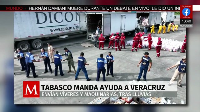 Gobierno de Tabasco manda ayuda al estado de Veracruz tras las afectaciones provocadas por la lluvia