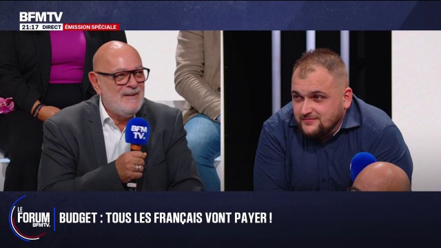 FORUM BFMTV - Budget: Le problème, c'est qu'on augmente toujours les impôts des mêmes : échange entre Bruno Millienne, ancien conseiller de François Bayrou et Samuel, artisan dans le BTP