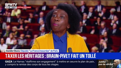 Danièle Obono (LFI): "Yaël Braun-Pivet rejoint Jean-Luc Mélenchon sur la question de l'héritage"