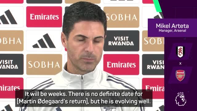 Arteta confirms Odegaard to miss 'weeks' with injury