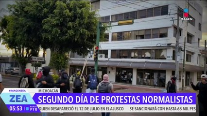 Segundo día de protestas por parte de normalistas de Michoacán
