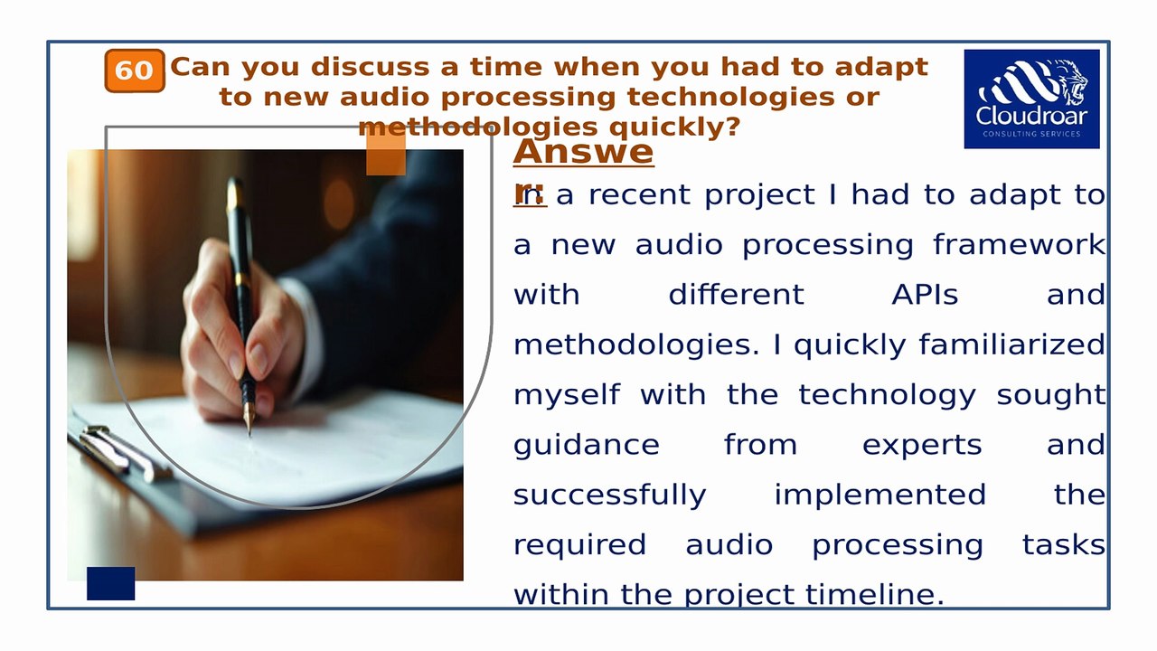 Top 10 Audio Processing Engineer Interview Questions and Answers For 2025 | Part 5