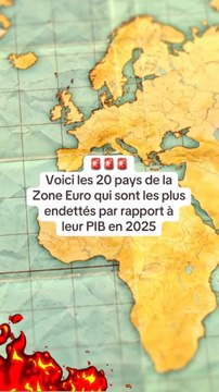 🚨 Voici les 20 pays de la Zone Euro qui sont les plus endettés par rapport à leur PIB en 2025Source : Eurostat