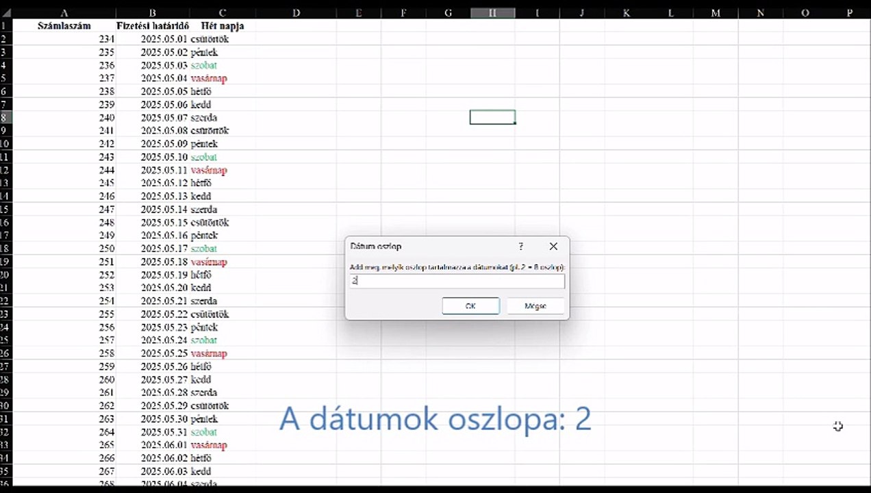 Excel  dátum eltolás VBA programmal