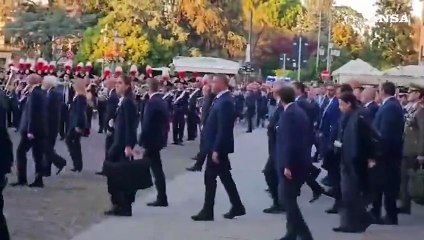 Esplosione nel Veronese, l'uscita delle autorita' dopo i funerali dei carabinieri